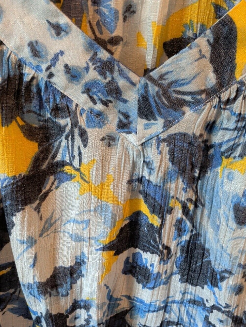 Counterparts Blue, Yellow & White Floral V-Neck Blouse - Picture 4 of 6
